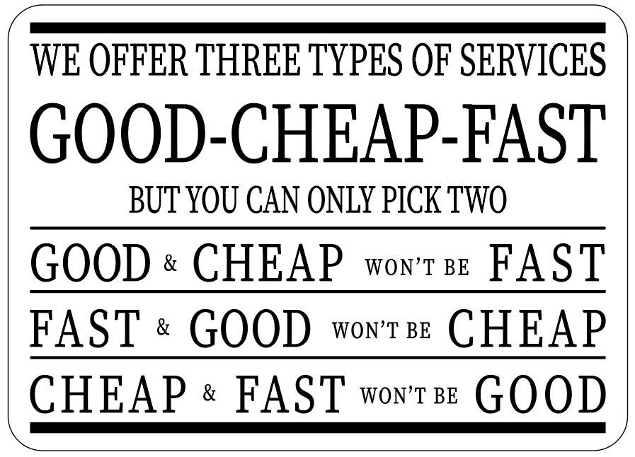 Good, Fast, Cheap: Pick Two decal